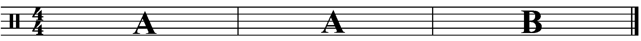 A three bar phrase made up of 2 lots of A followed by a B.