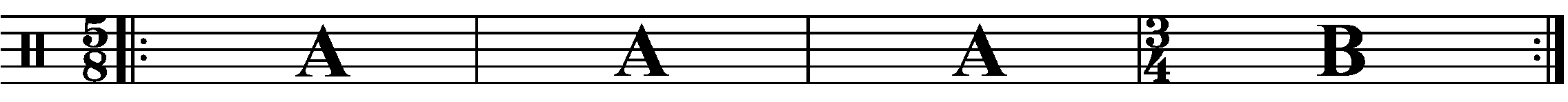 A four bar phrase using 3/4 for the 'B' section.