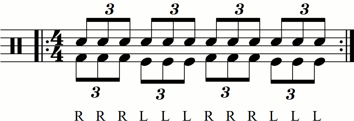 The eighth note triplet exercise with double kick.