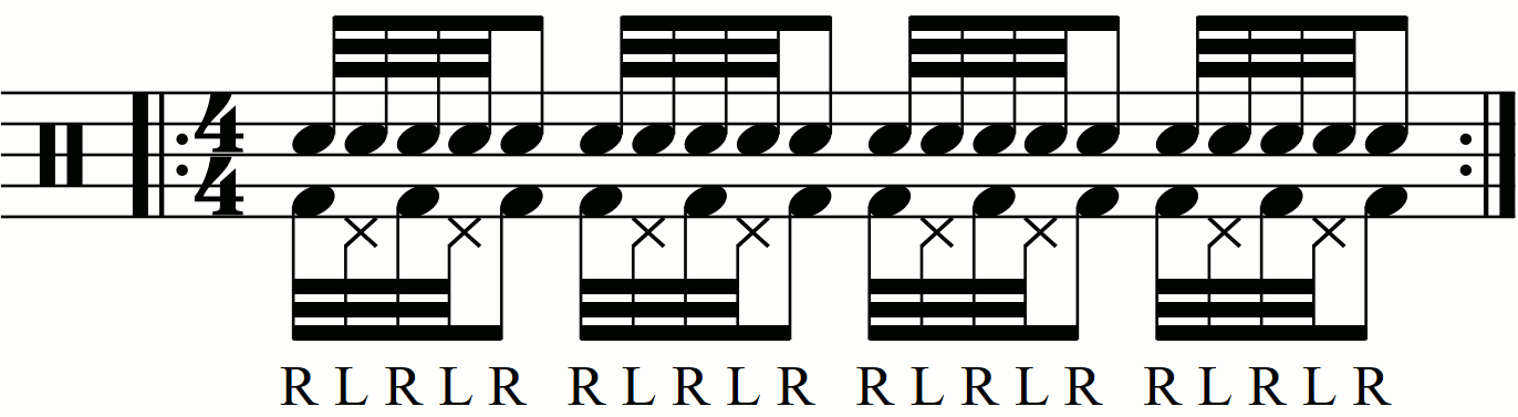 The thirty second note exercise with hi hats.