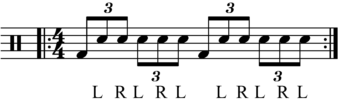 The exercise as eighth note triplets