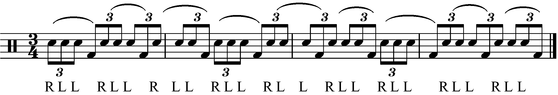The RLLF exercise played over triplets in 3/4.