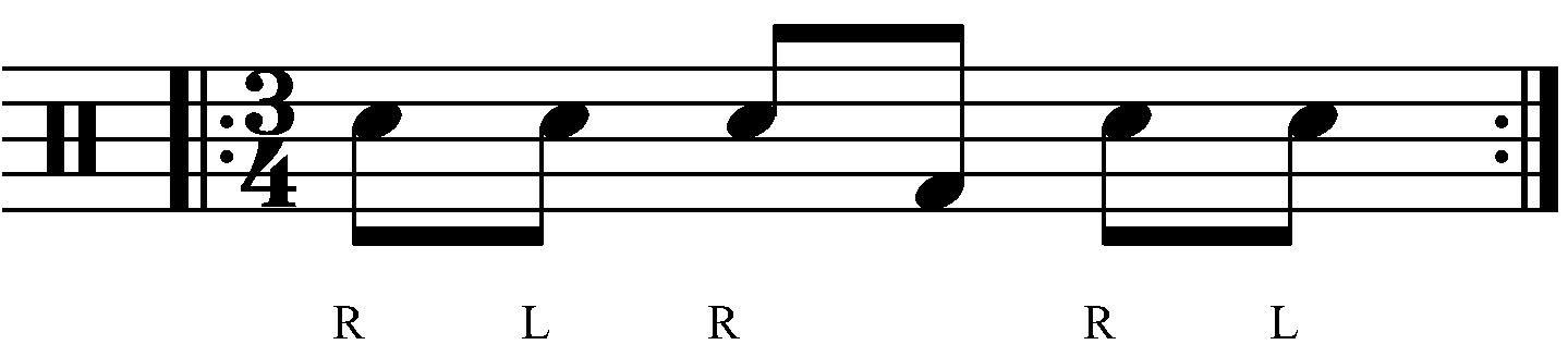 The exercise as eighth notes in 3/4