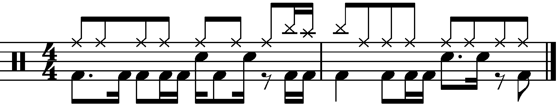 The concept applied to a half time groove with eighth note right hands