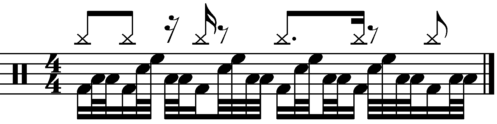 Syncopated 16th note 233332 fills