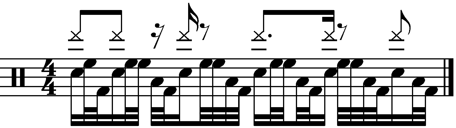 Syncopated 16th note 233332 fills