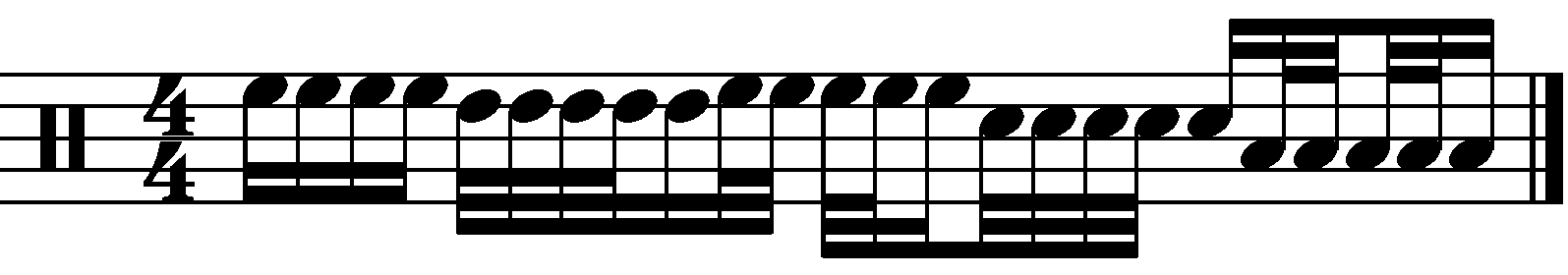 Syncopated 16th note 43333 fills with decorative 32nds