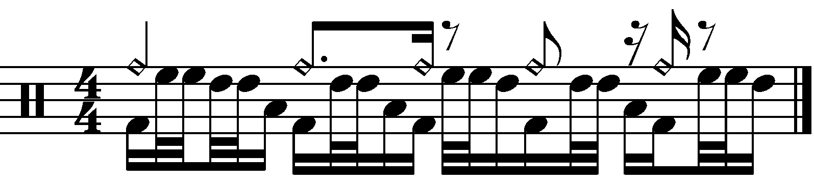Syncopated 16th note 43333 fills