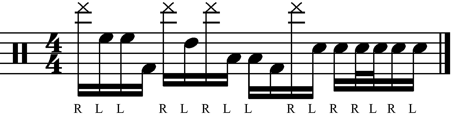 A one bar syncopated RLLFRL fill