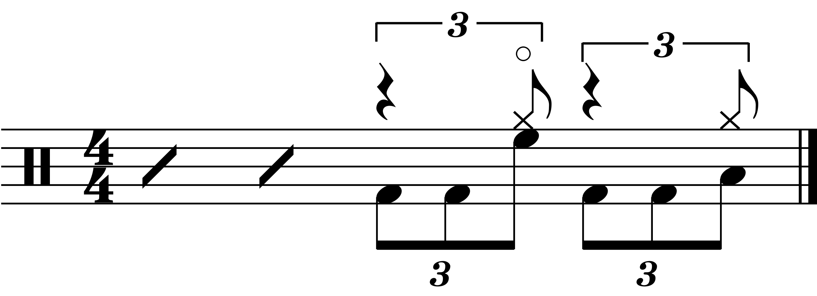 An eighth note triplet tom and hi hat fill