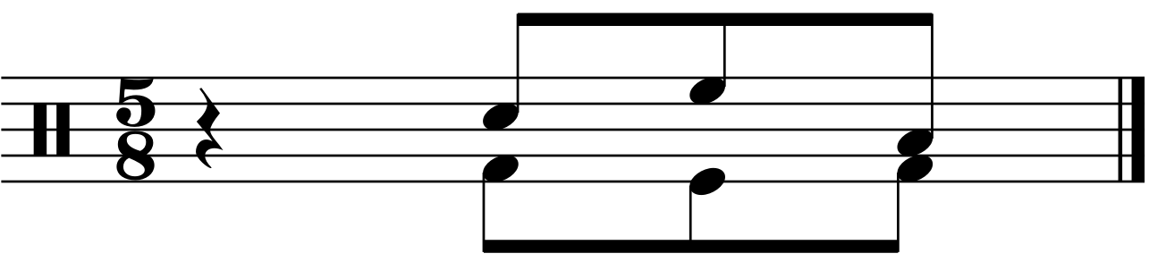 Constructing fills with constant 8th note double kick in 5/8