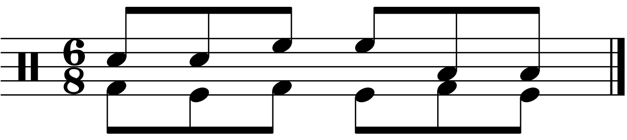 Constructing fills with constant 8th note double kick in 9/8