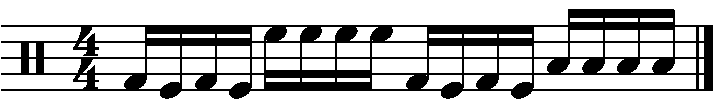 A fill using groups of 4 and double kicks.