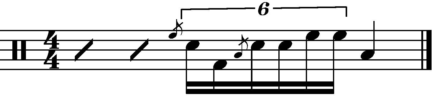 A single stroke 7 fill using a kick drum