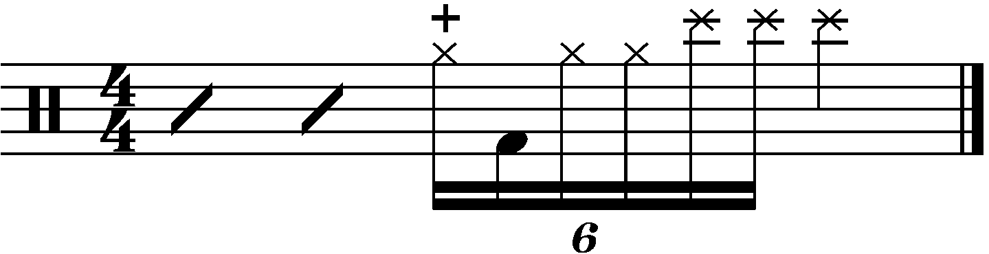 A single stroke 7 fill using a kick drum