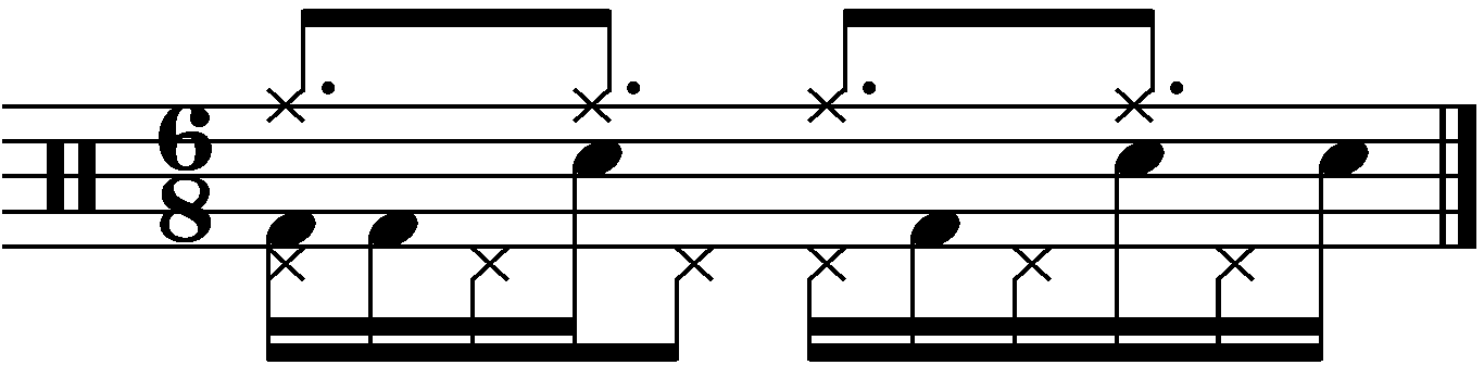 A groove with a dotted 8th note backbeat