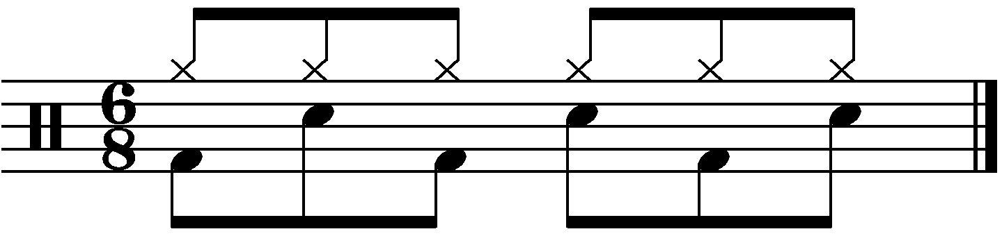 A double time 6/8 groove.
