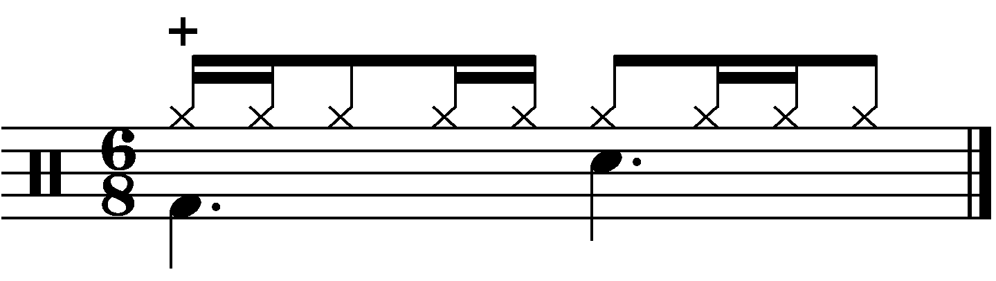 A 6/8 groove with a 1e+ right hand.