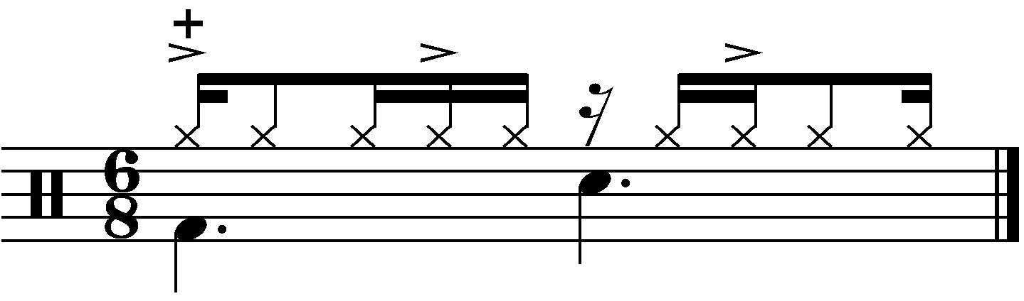 A 6/8 groove with a 1e a right hand.