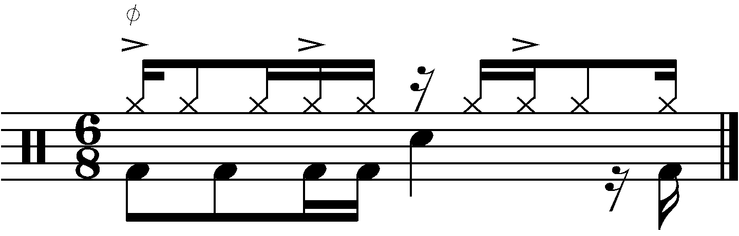 A 6/8 groove with a 1e a right hand.