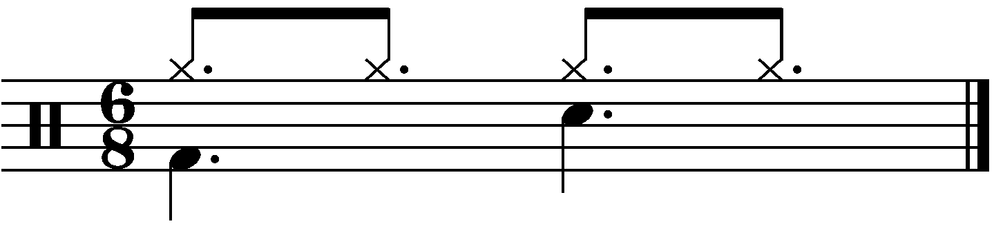 A groove with the right hand playing dotted 8th notes