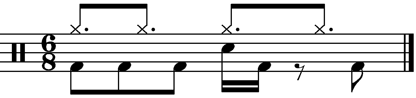 A groove with the right hand playing dotted 8th notes