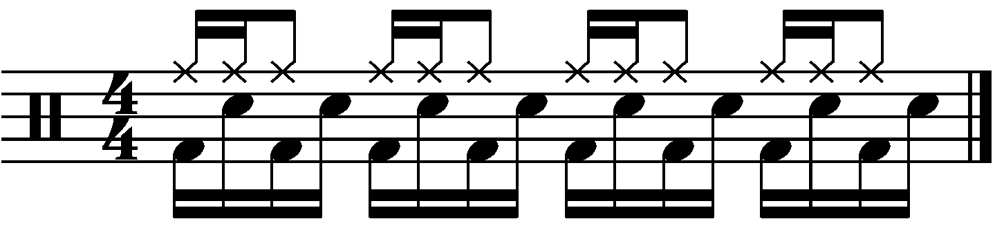 The subdivided eighth note blast beat with rhythmic right hand