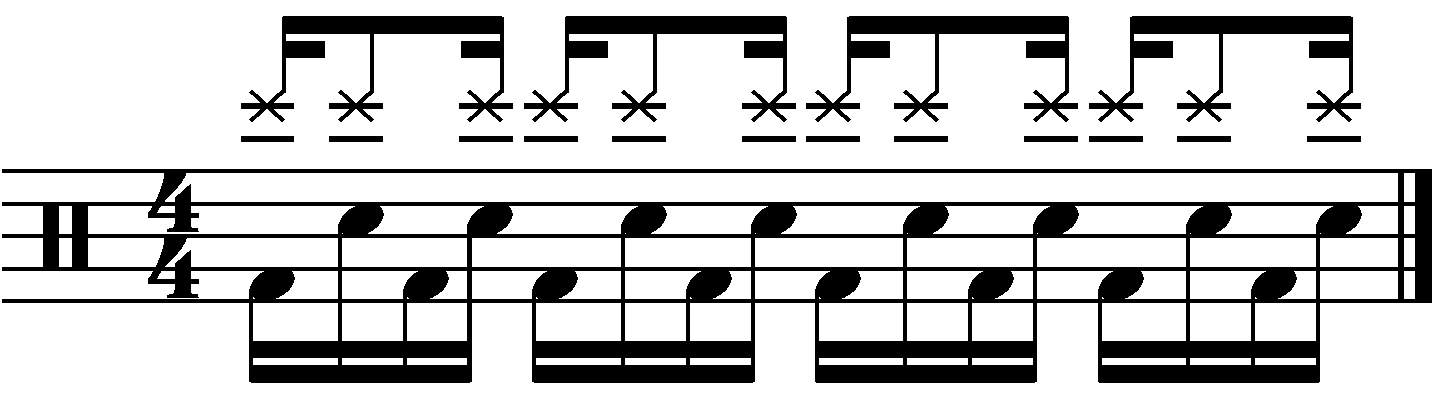 The subdivided eighth note blast beat with rhythmic right hand