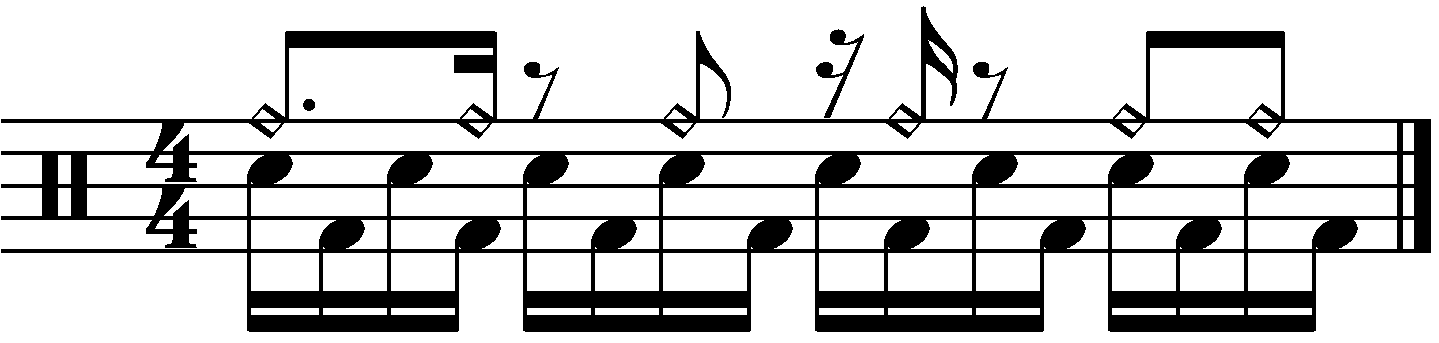 The reverse subdivided eighth note blast beat with syncopated right hand