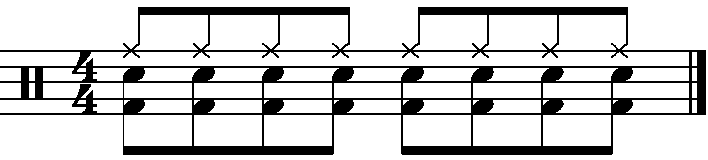 The constant eighth note blast beat