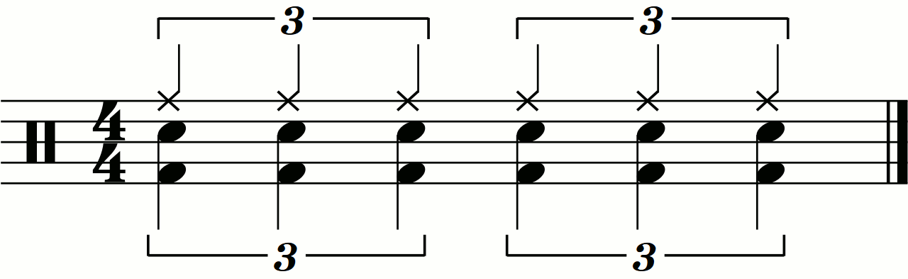 The constant eighth note blast beat as quarter note triplets