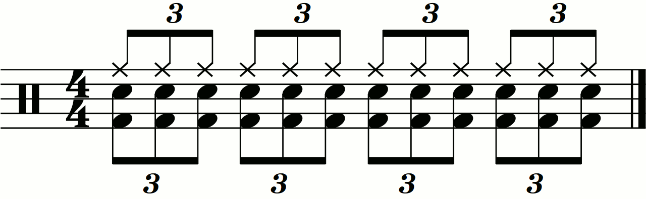The constant eighth note triplet blast beat