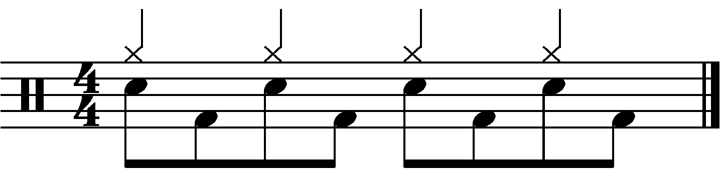 The subdivided eighth note blast beat as quarter notes