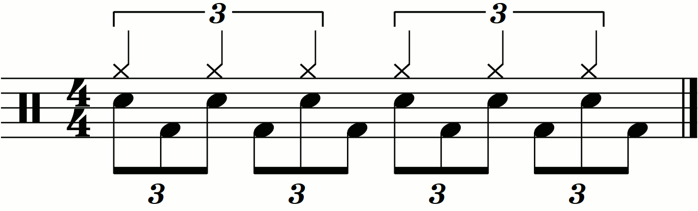 The subdivided eighth note blast beat as triplets