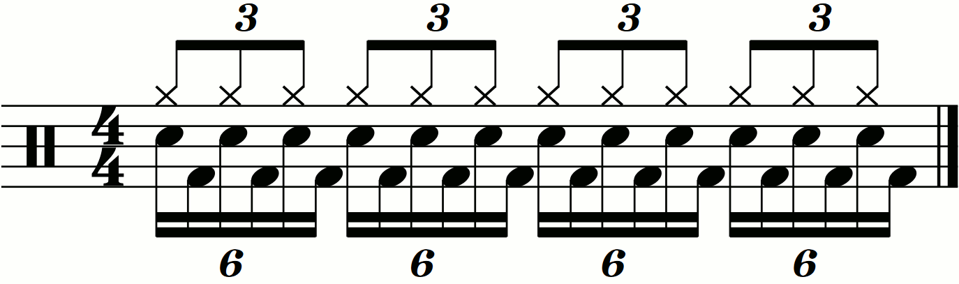 The subdivided eighth note blast beat as sextuplets