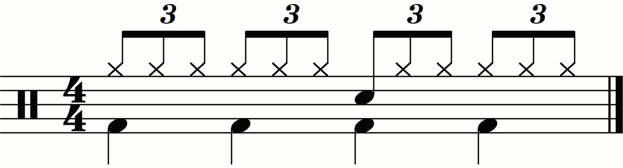 A double stroke triplet 16 beat style groove