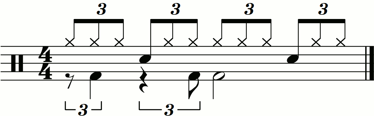 A double stroke triplet 16 beat style groove