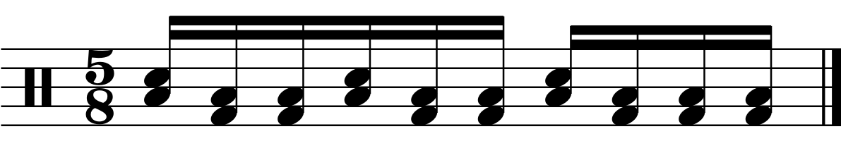A 5/8 groove using a 334 rhythm