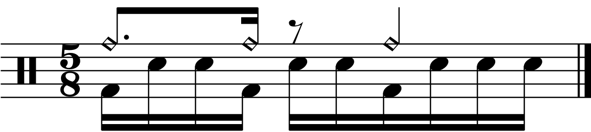 A 5/8 groove using a 334 rhythm
