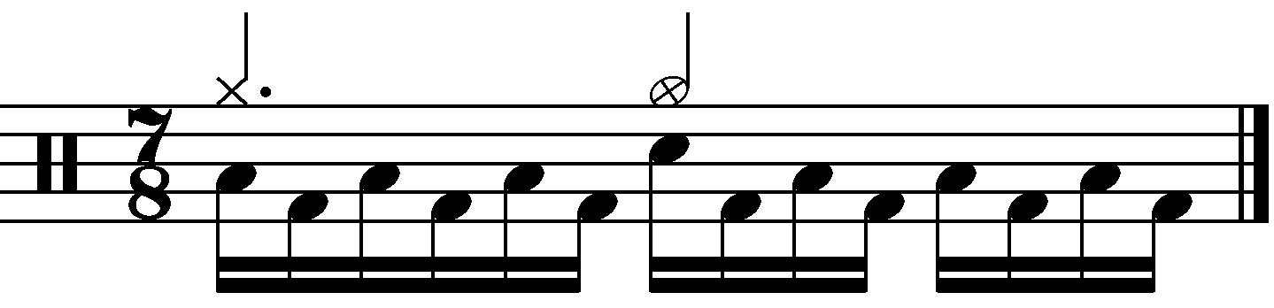 Quarter note hi hats, snare with the right.