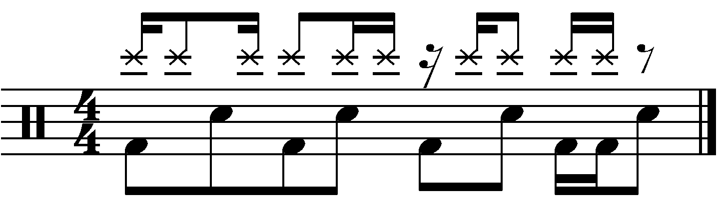 A double 33334 rhythmed groove