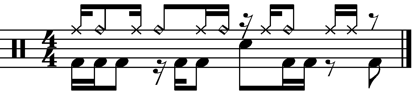 A double 33334 rhythmed groove