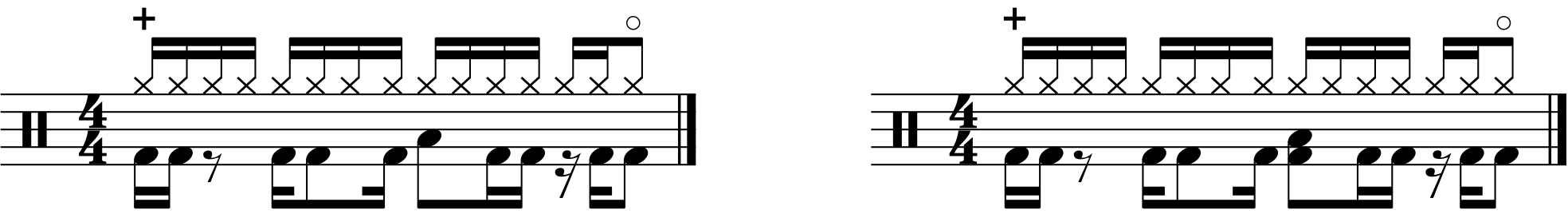 A double 43333 rhythmed groove