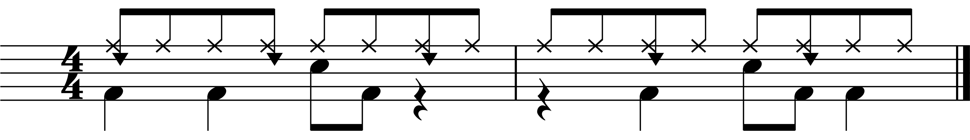 Combining straight rhythms and a bosa nova