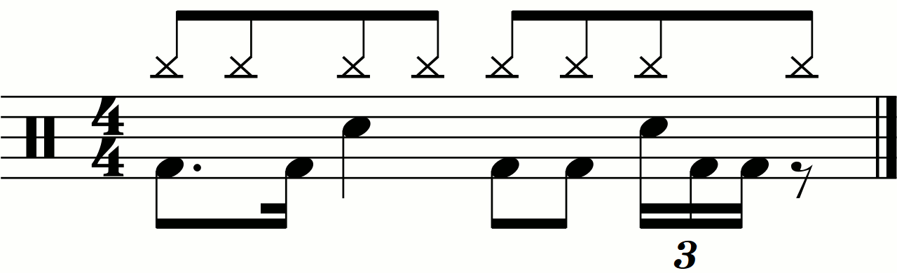 A groove using sixteenth note triplet kicks
