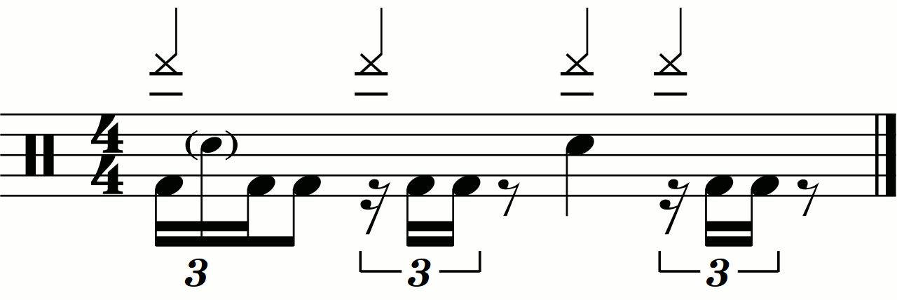 A groove using sixteenth note triplet kicks