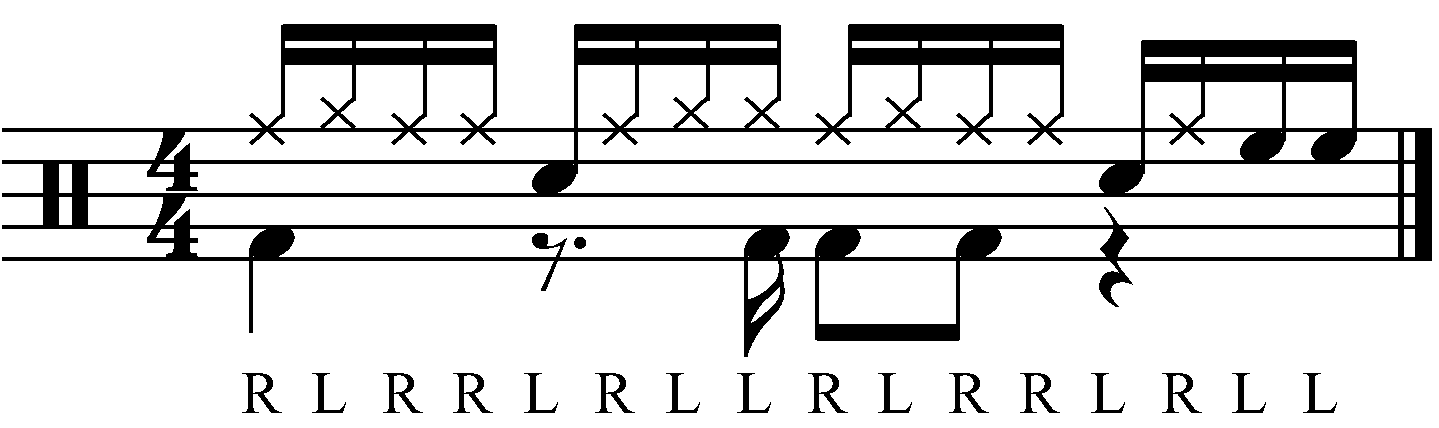 A paradiddle groove with decorative toms