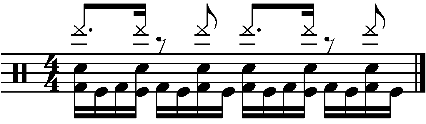 A one bar 16th note 332 groove.