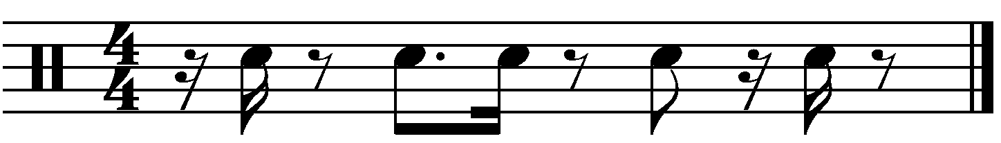 3 3 3 3 4 as single notes