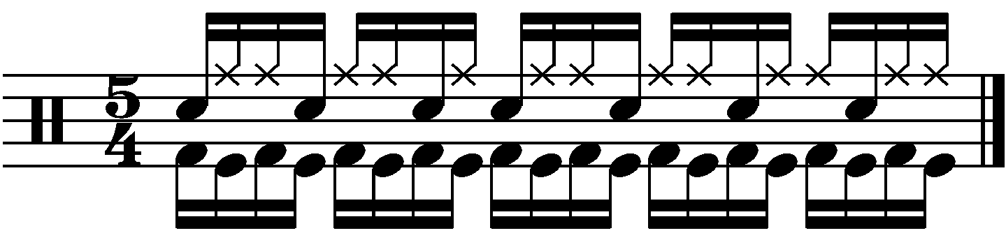 An alternate hand pattern with feet